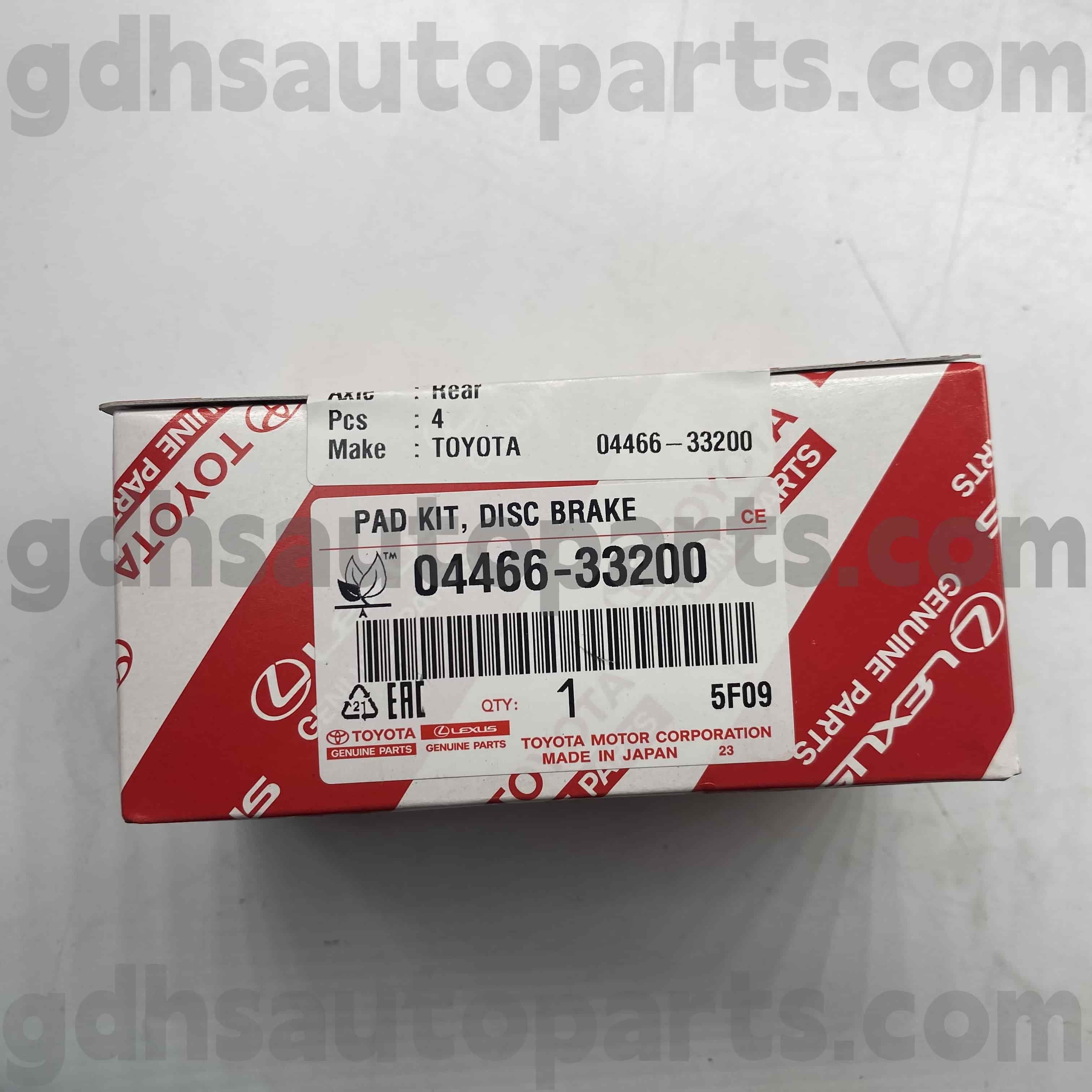 04466-3-33200 Toyota Bagéan Genuine Bagian Rear Brake Pads Kanggo Camry / Sato, Lexus Es350 (NAP) sasis ora. ACV51 ASV50 Avv60 minangka